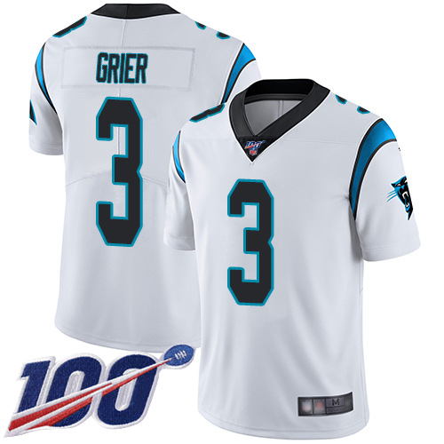 Carolina Panthers Limited White Men Will Grier Road Jersey NFL Football #3 100th Season Vapor Untouchable->women nfl jersey->Women Jersey